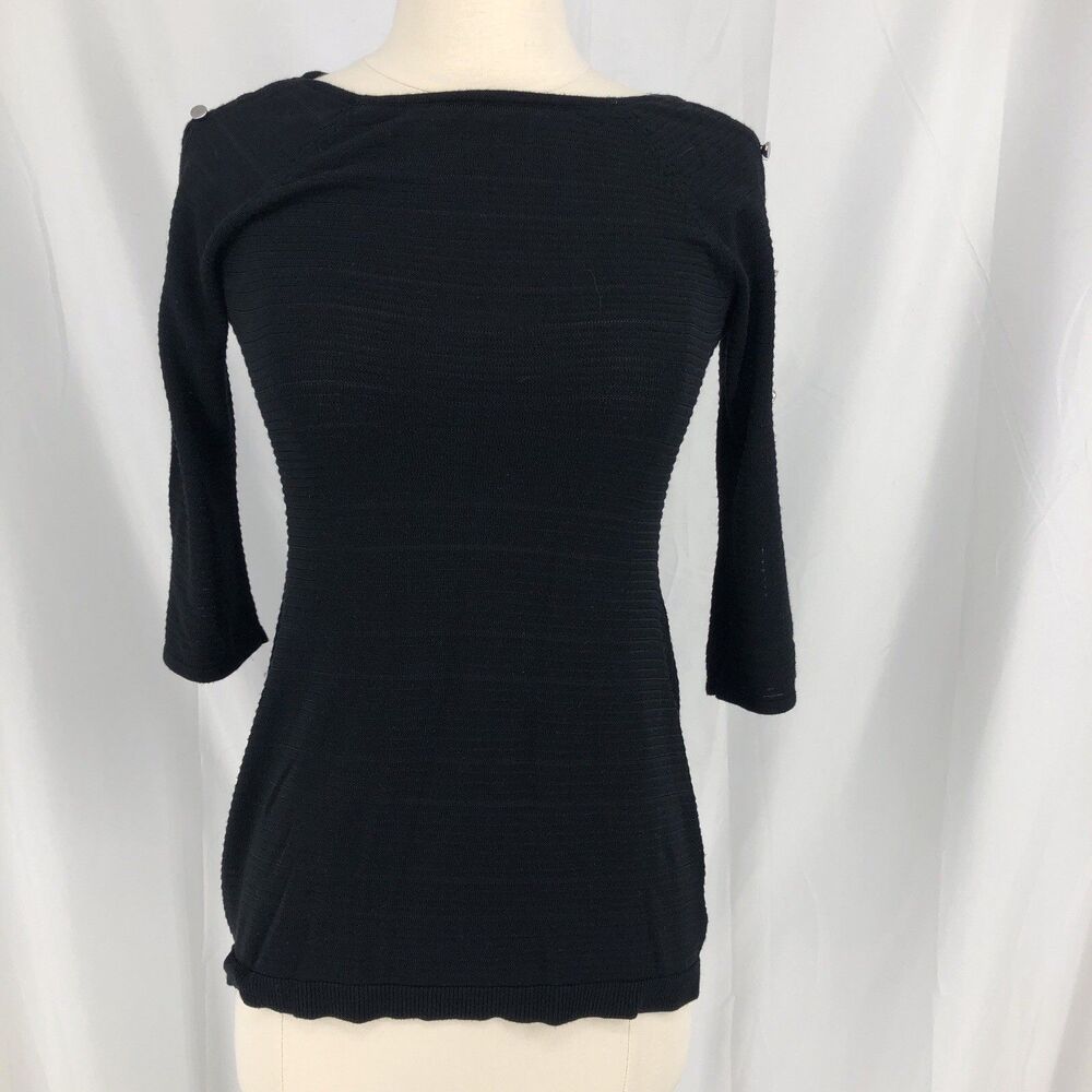 White House Black Market Women's Black Cold Sleeve Sweater - XS